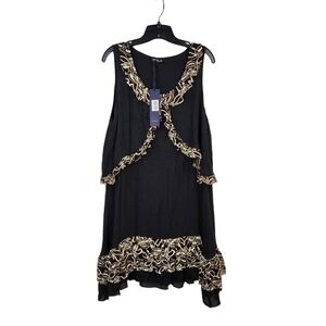 Lily By Firmiana Women's Ruffle Lace Trim Sleeveless Tunic - L
